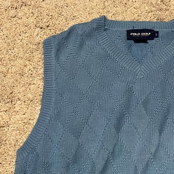 Polo Golf by Ralph Lauren Men's Heavy Blue Golf Knit Sweater Vest‎ Size Large - Picture 4 of 5